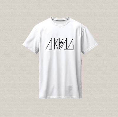Remera blanca con diseño airbag logo de algodón premium estampado dtf