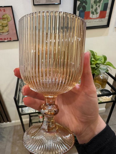 COPA DE VIDRIO LABRADA AMBAR X6