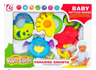 Set de sonajeros x 5 unidades INCLUYE MORDILLO