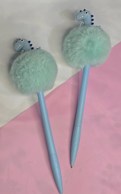 Lapicera dinosaurio pompon 