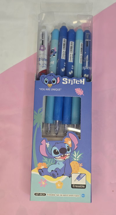Lapiceras stitch borrables/ tinta azul