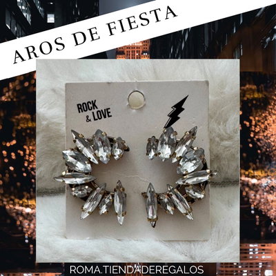 Aros con Piedras Plateadas
