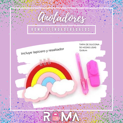 Anotador ARCOIRIS con lapicera y resaltador