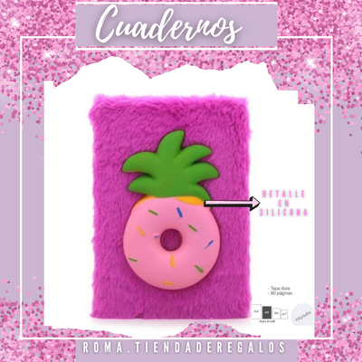 Cuaderno ANANÁ de silicona y peluche