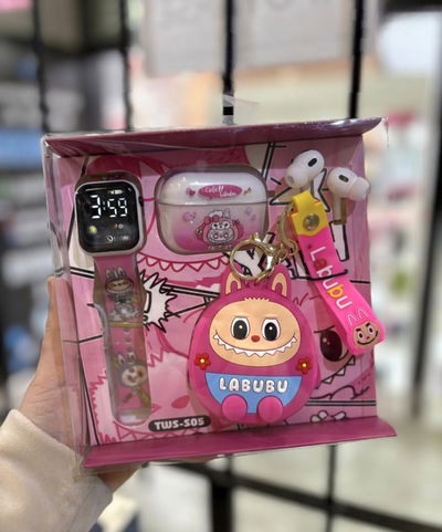 Auriculares inalámbrico LABUBU + RELOJ + llavero 