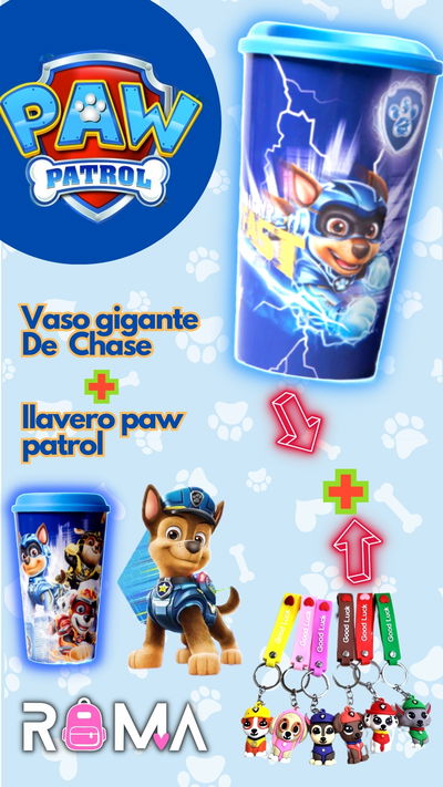 Paw patrol COMBO: Vaso antivuelco + llavero