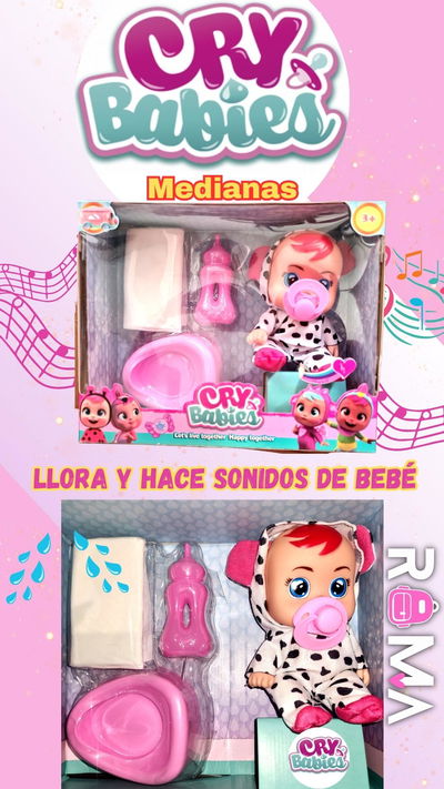 Cry baby mediana (llora + habla) con accesorios 