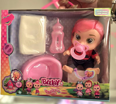 Cry baby mediana con sonido (llora y habla)+accesorios + pelo
