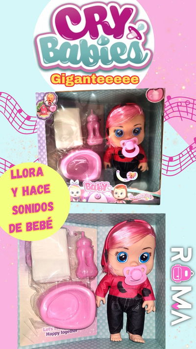 Cry baby gigante con sonido (llora y habla)+accesorios 