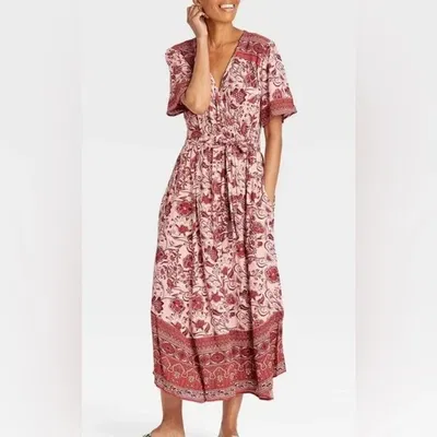KNOX ROSE - Vestido boho flores talle M nuevo