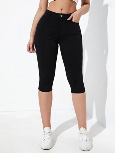 SHEIN - Pantalón jean capri negro talle M nuevo