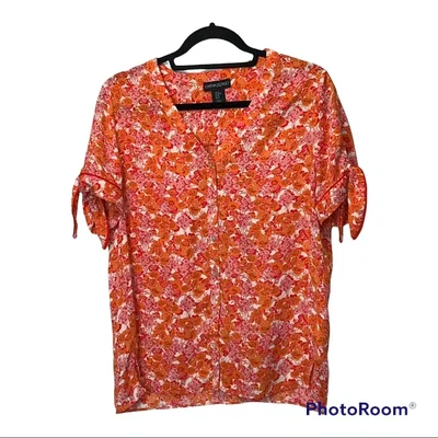 CYNTHIA ROWLEY - Blusa camisa manga corta talle L nueva