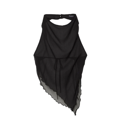 STRADIVARIUS - Top negro asimétrico gasa talle M nuevo con etiqueta