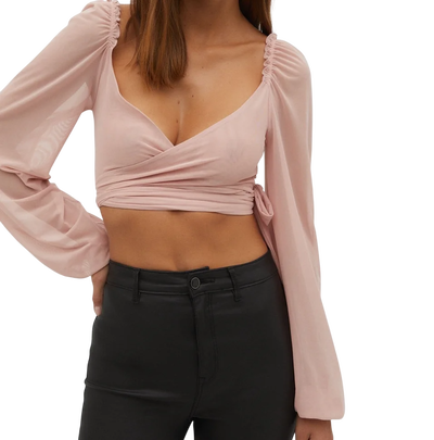 STRADIVARIUS - Blusa gasa crop talle L nueva con etiqueta