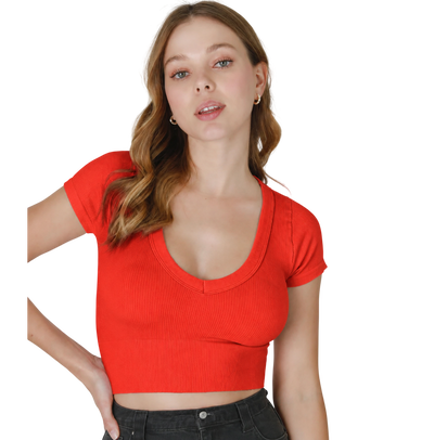 PULL&BEAR - Remera morley crop roja talle S nueva con etiqueta