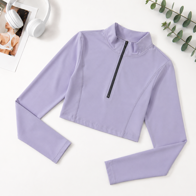 SHEIN - Crop top manga larga lavanda talle S