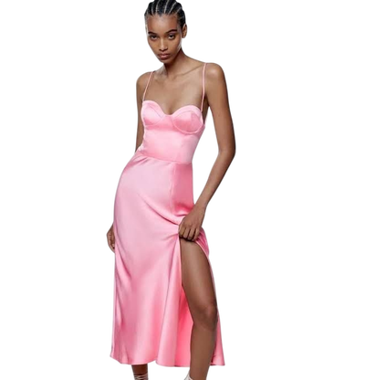 ZARA - Vestido rosa fiesta nuevo con etiqueta talle S