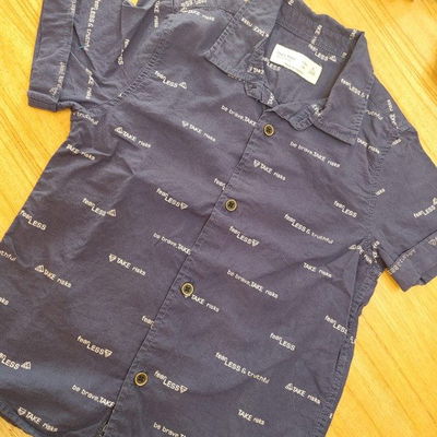 ZARA - Camisa manga corta azul 5T
