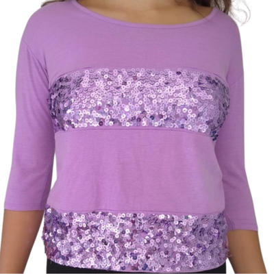 JUSTICE - Remera lila lentejuelas 8 nueva
