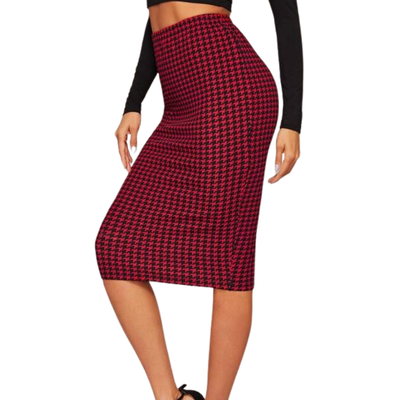 GOSSIP - Falda pincel pied de poule rojo negro talle S nueva