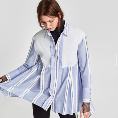 ZARA - Camisa celeste talle S nueva con etiqueta