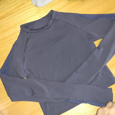 SHEIN - Crop top manga larga azul transparencias talle S