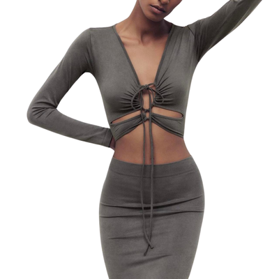 ZARA - Top gris corto XS nuevo