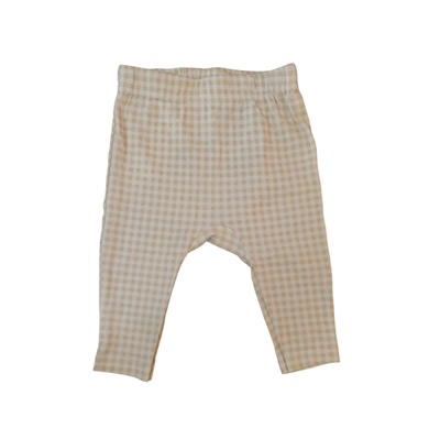 Pantalón bebé cuadrillé beige blanco 0-3 meses nuevo