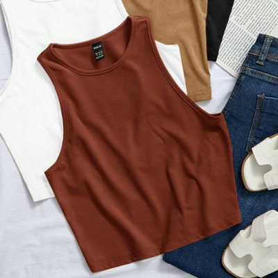 SHEIN - Musculosa crop marrón talle S