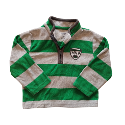 CARTERS - Buzo micropolar verde rayado 18 meses nuevo