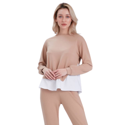 MADAME CIX - Buzo beige y blanco talle S nuevo