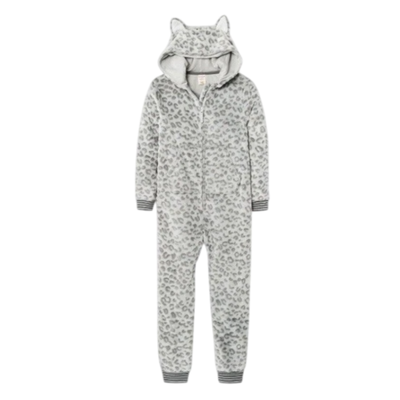 CAT AND JACK - Enterito micropolar animal print gris 4-5 nuevo
