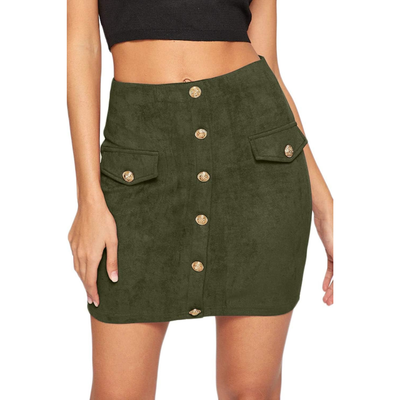 TRENDYOL - Falda gamuza verde talle 36 nueva