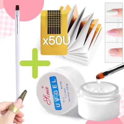 Kit Gel Construcción Pincel Moldes Uñas Esculpida Gelificada