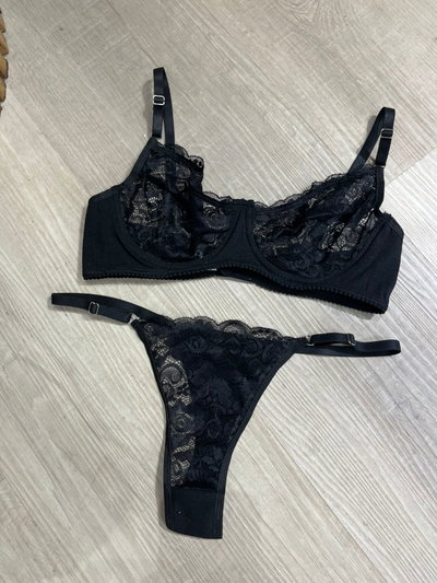 Conjunto aro con encaje -NEGRO-