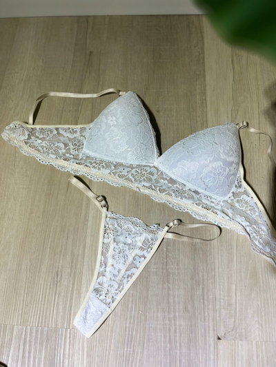 Conjunto taza soft encaje pastel -BLANCO-