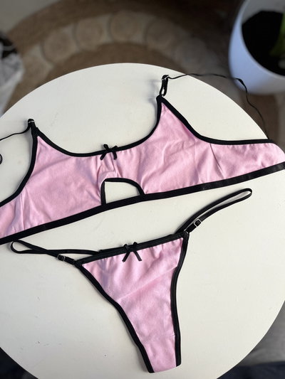 Conjunto abertura algodon -ROSA-
