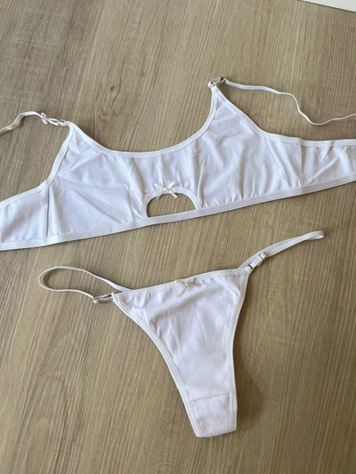 Conjunto abertura algodon -BLANCO-
