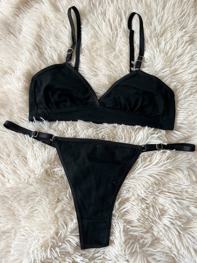 conjunto algodon con bajo busto -NEGRO-