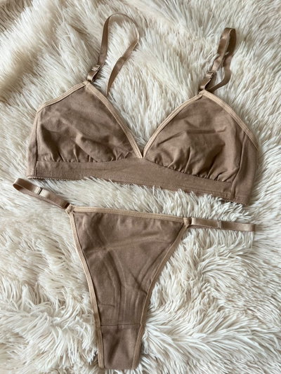conjunto algodon con bajo busto -BEIGE-