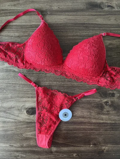 Conjunto taza soft puntilla -Art2020- ROJO