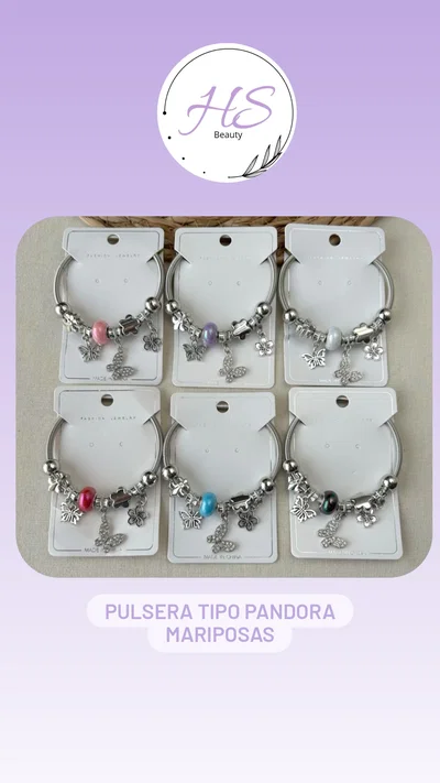 Pulsera tipo pandora- mariposas