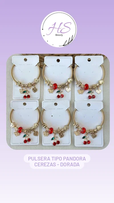 Pulsera tipo pandora- cerezas