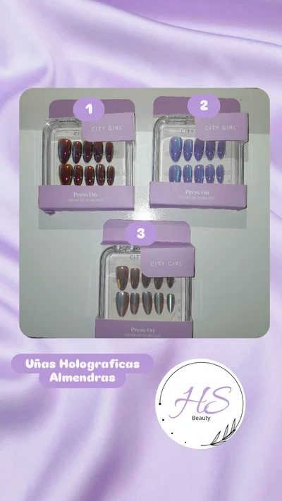 Uñas holograficas Almendras