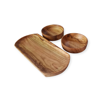 Bandeja + 2 cuencos de Olivo 