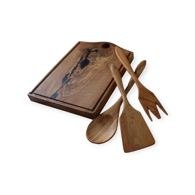 Tabla + 3 utensilios de Olivo 
