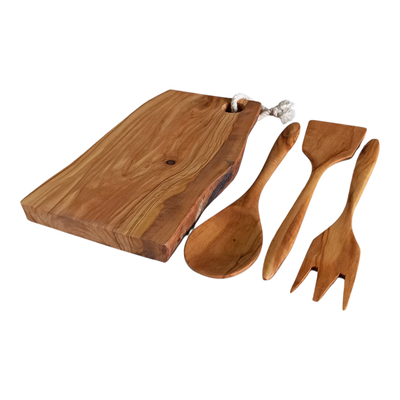 Tabla + 3 utensilios de Olivo 