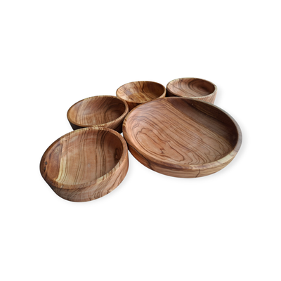 Bowl 20x3,5 + 4 cuencos 12x3,5 cm de Olivo