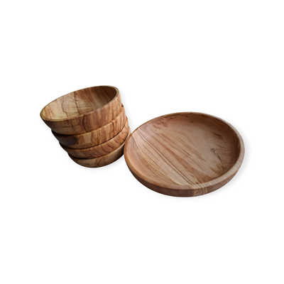 Bowl + 4 cuencos de madera de Olivo 