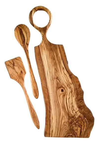 Tabla 60x17x2 cm + 2 utensilios de Olivo 